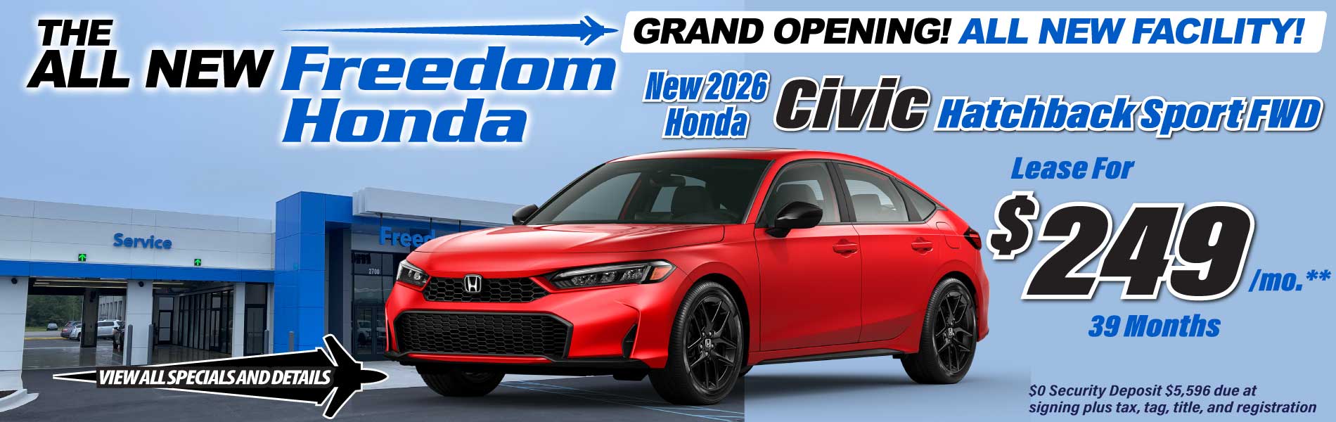 New 2026 Honda Civic Hatchback Sport FWD Special